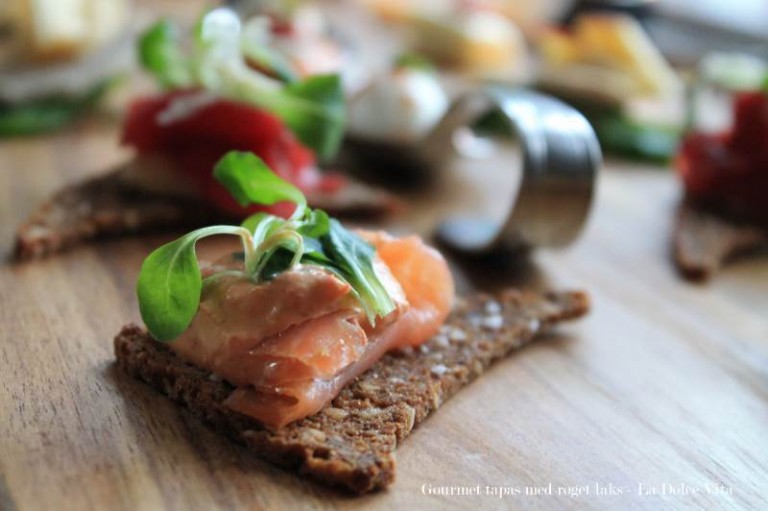 Fem Laks Tapas Retter Klar Til Å Serveres